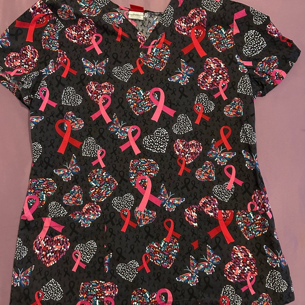 Colorful Heart and Ribbon Print Women's Top